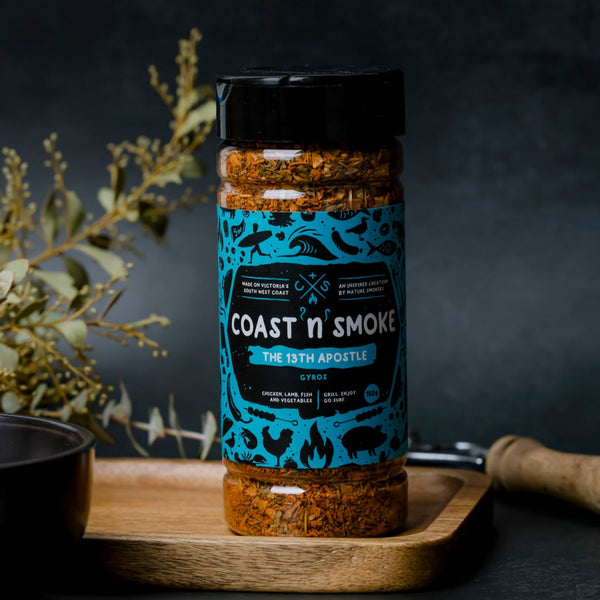 a jar of gyros seasoning on a chopping board