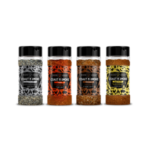 4 of our bestselling rubs SPG, The Rip, WinkiPOPDust, and South West on a white background