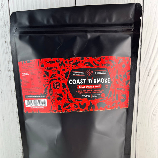 A bulk pouch of coffee rub Bells Double Shot