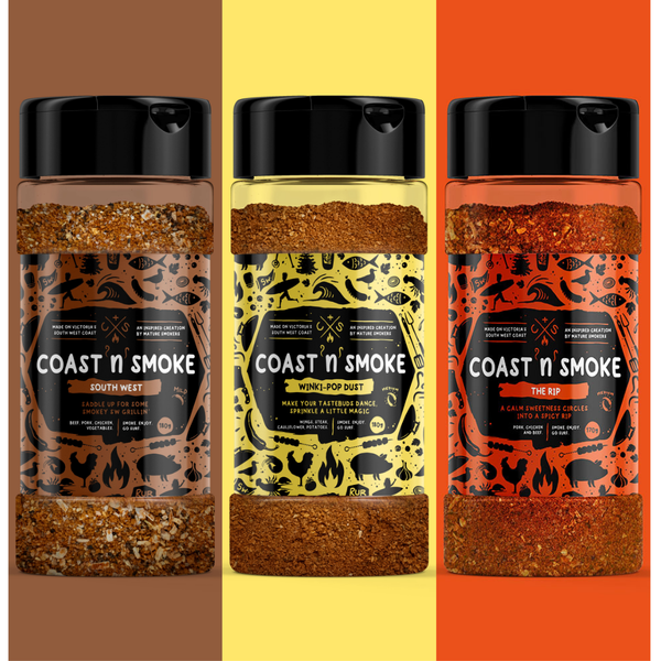 Pork BBQ rub bundle with a TexMex, cajun and sweet n heat style rubs