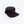 black flat brimmed trucker hat with mesh back and red embroidered logo 