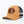 Brown cap with black mesh back and leather patch on a white background