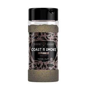 coast n smoke spice blend with white background